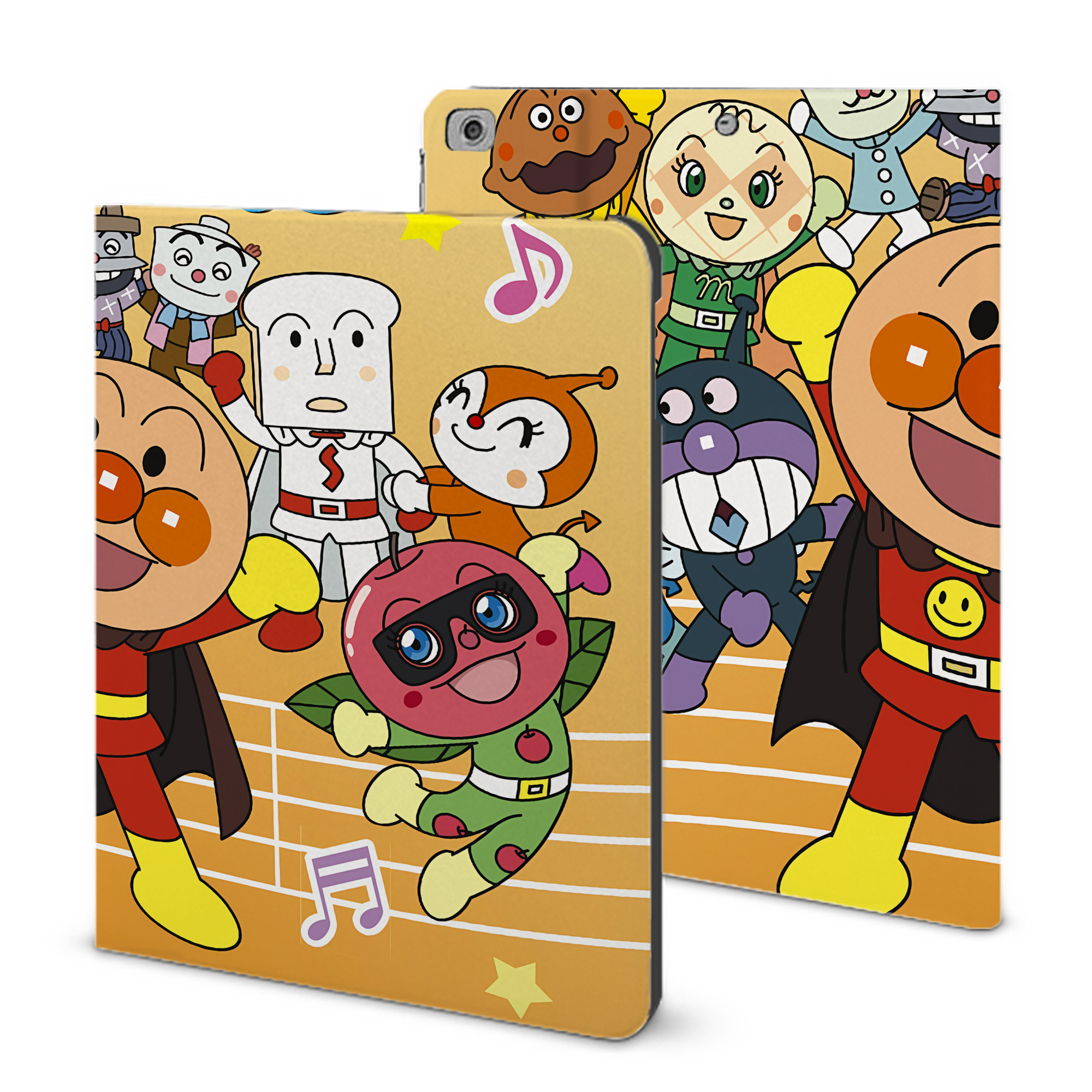 （画像用） アンパンマン Anpanman IPad ケース ブック型 PUレザー TPU 耐衝撃 軽量 薄型 ペン収納なし 全面保護 IPad 各モデル対応